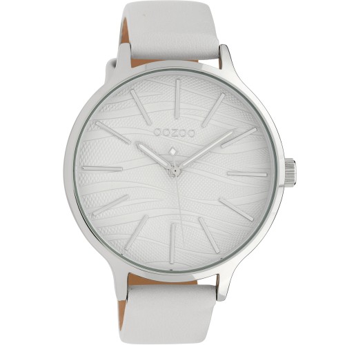 OOZOO Timepieces XL White Leather Strap - C10120