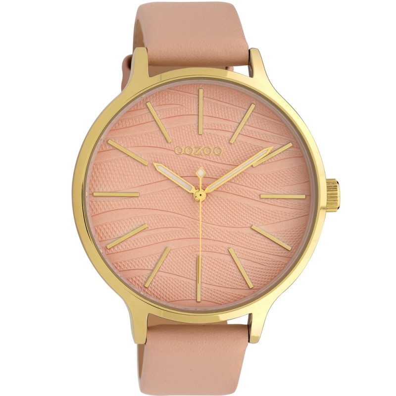 OOZOO Timepieces XL Gold Pink Leather Strap - C10121