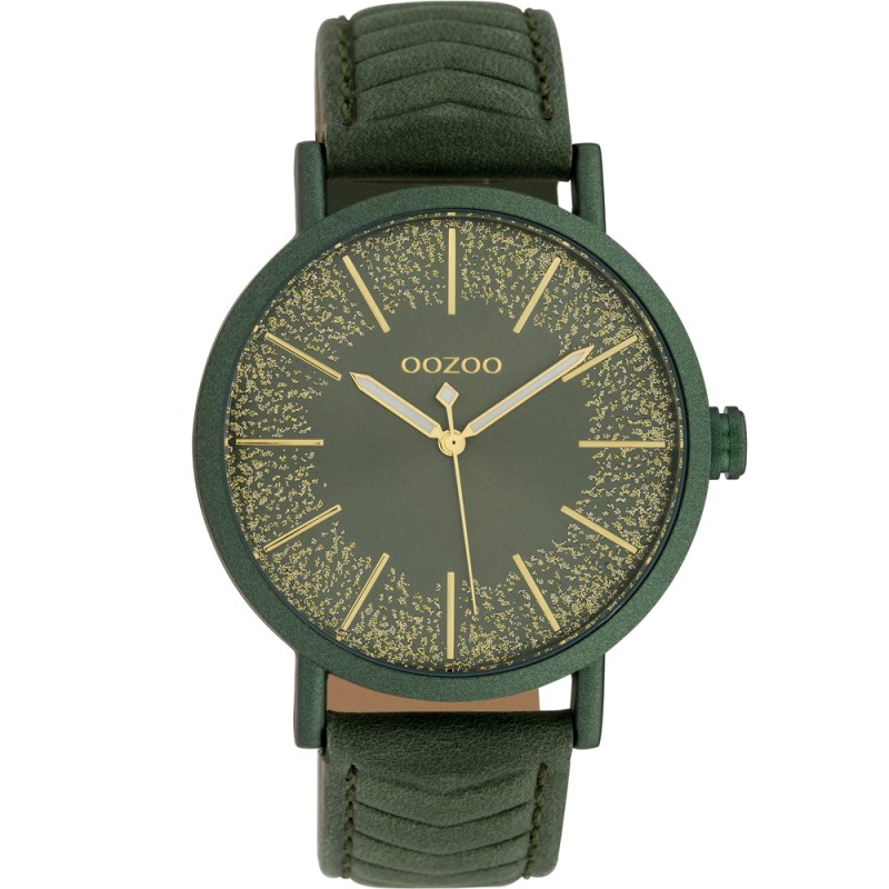 OOZOO Timepieces Green Leather Strap - C10148