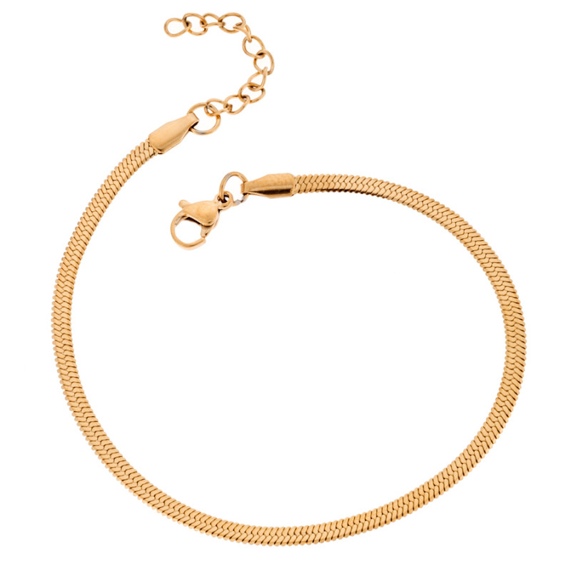 Αλυσίδα Ποδιού Φίδι SΕΝΖΑ Gold Stainless Steel 4mm-19+3cm Extension - SSD4339GD