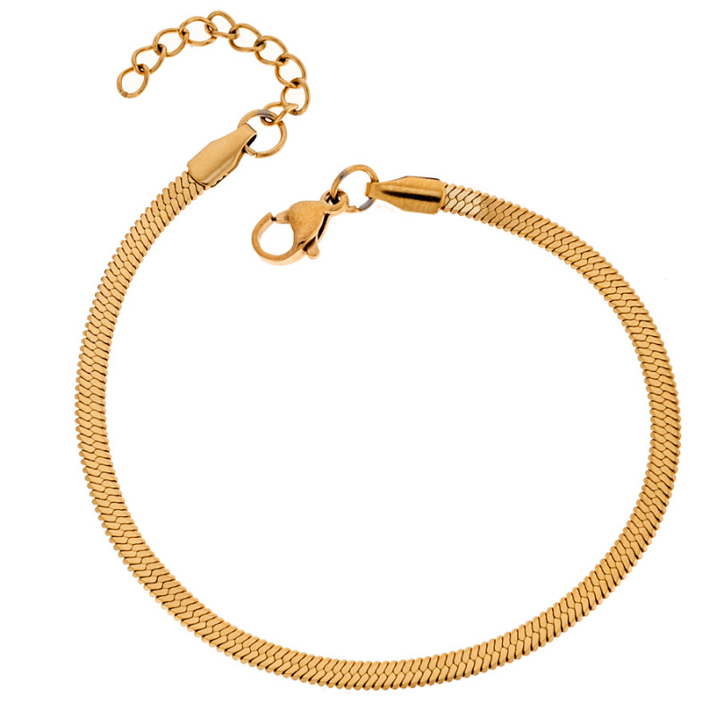 Αλυσίδα Χεριού Φίδι SΕΝΖΑ Gold Stainless Steel 4mm-17+3cm Extension - SSD4340GD