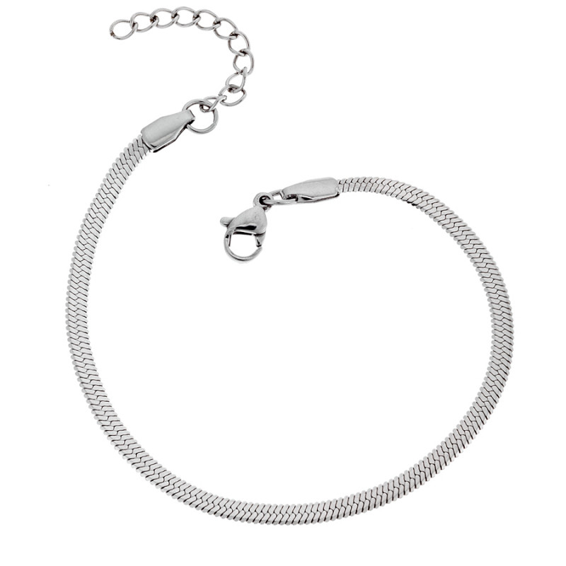 Αλυσίδα Χεριού Φίδι SΕΝΖΑ Silver Stainless Steel 4mm-17+3cm Extension - SSD4340SR
